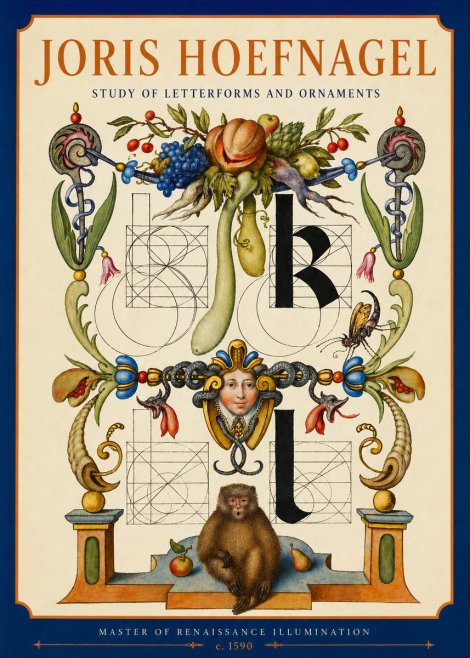 Joris Hoefnagel Study of Letterforms and Ornaments No2 - Plakát