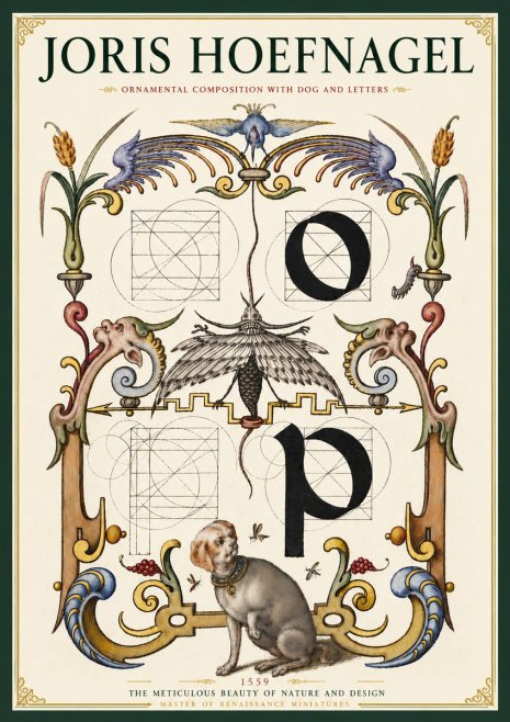 Joris Hoefnagel Ornamental Composition with Dog and Letters No4 - Plakát