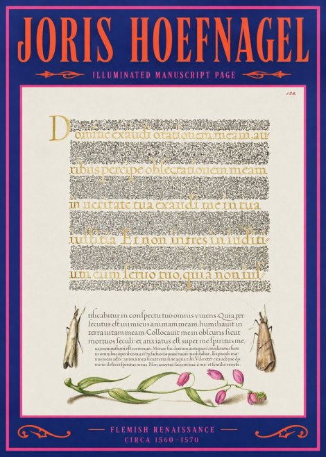 Joris Hoefnagel Illuminated Manuscript Page II No2 - Plakát