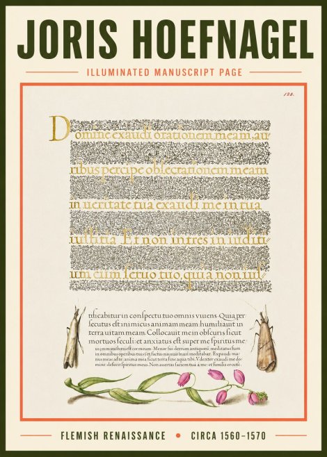 Joris Hoefnagel Illuminated Manuscript Page II No3 - Plakát