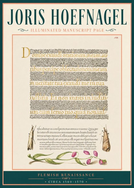 Joris Hoefnagel Illuminated Manuscript Page II No5 - Plakát