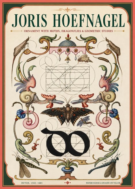Joris Hoefnagel Ornament with Moths, Dragonflies & Geometric Studies No4 - Plakát