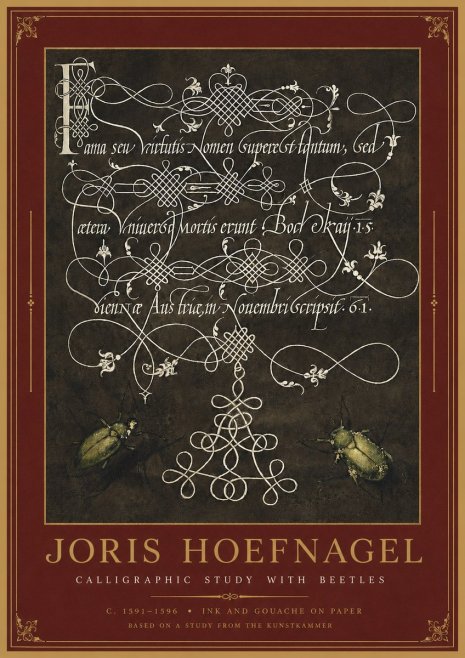 Joris Hoefnagel Calligraphic Study with Beetles No2 - Plakát