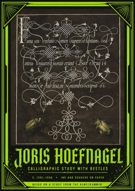 Joris Hoefnagel Calligraphic Study with Beetles No4 - Plakát