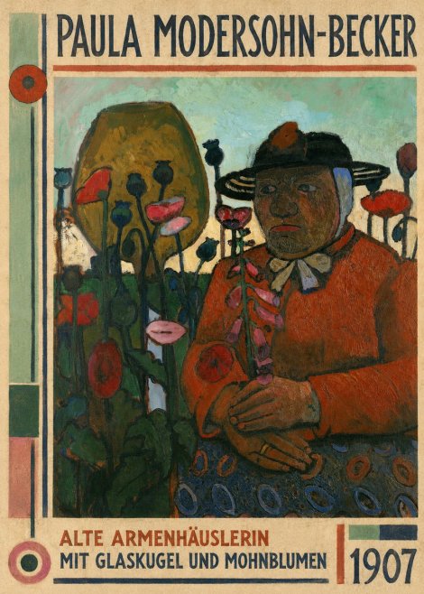 Paula Modersohn-Becker Alte Armenhäuslerin Mit Glaskugel Und Mohnblumen No1 - Plakát