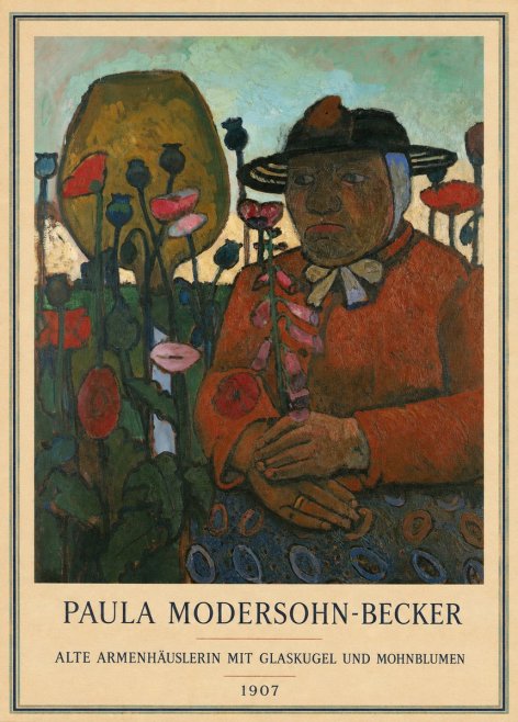 Paula Modersohn-Becker Alte Armenhäuslerin Mit Glaskugel Und Mohnblumen No3 - Plakát
