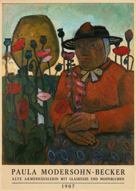 Paula Modersohn-Becker Alte Armenhäuslerin Mit Glaskugel Und Mohnblumen No5 - Plakát