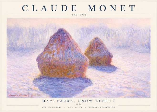 Monet Haystacks, Snow Effect No1 - Plakát