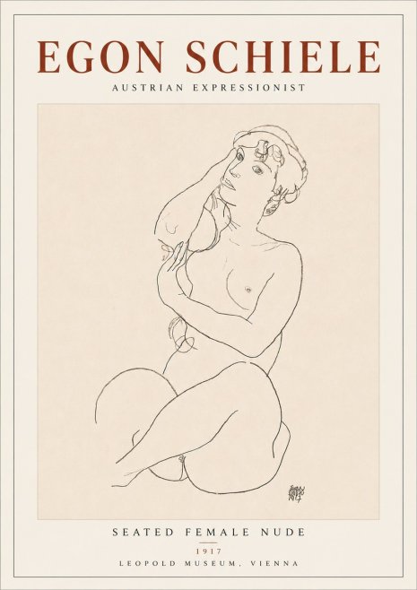 Schiele Seated Female Nude No4 - Plakát