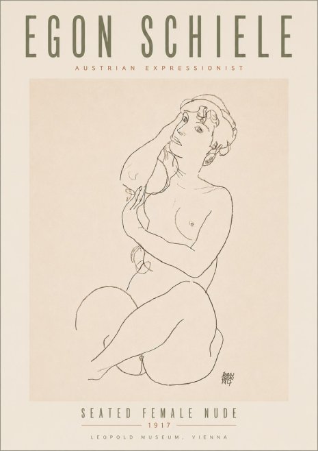 Schiele Seated Female Nude No5 - Plakát