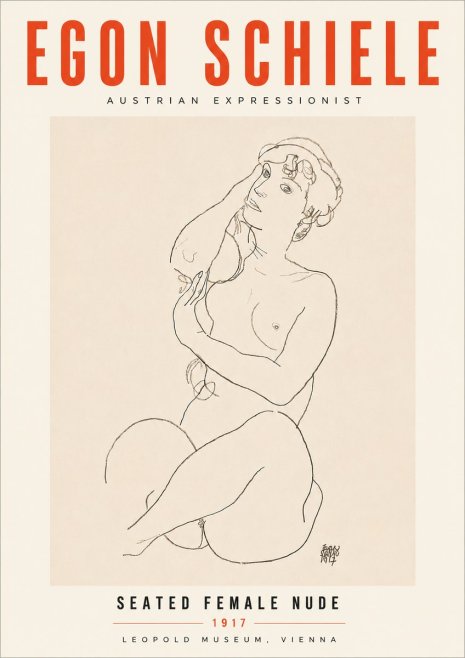 Schiele Seated Female Nude No6 - Plakát