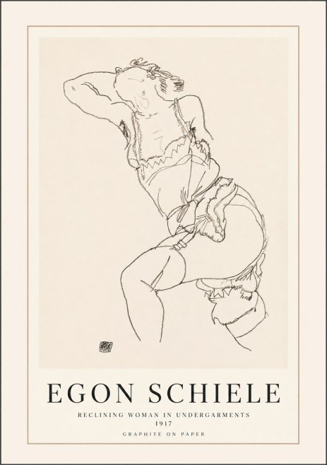 Schiele Reclining Woman in Undergarments No1 - Plakát