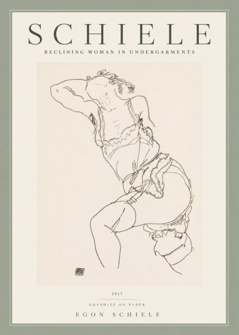 Schiele Reclining Woman in Undergarments No2 - Plakát