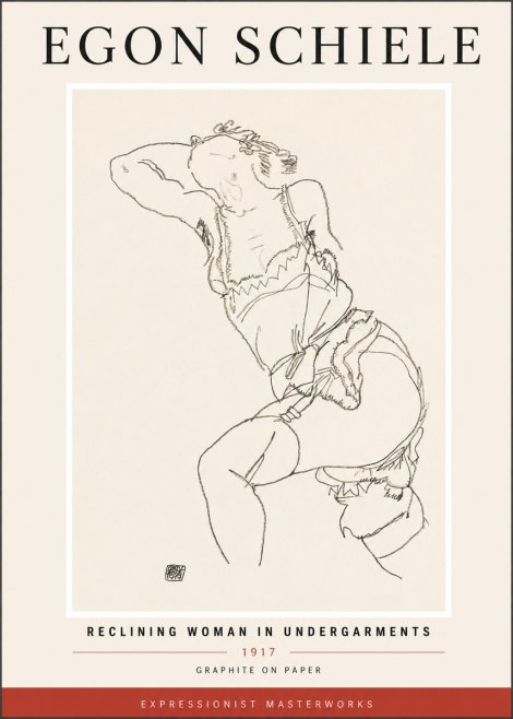 Schiele Reclining Woman in Undergarments No4 - Plakát