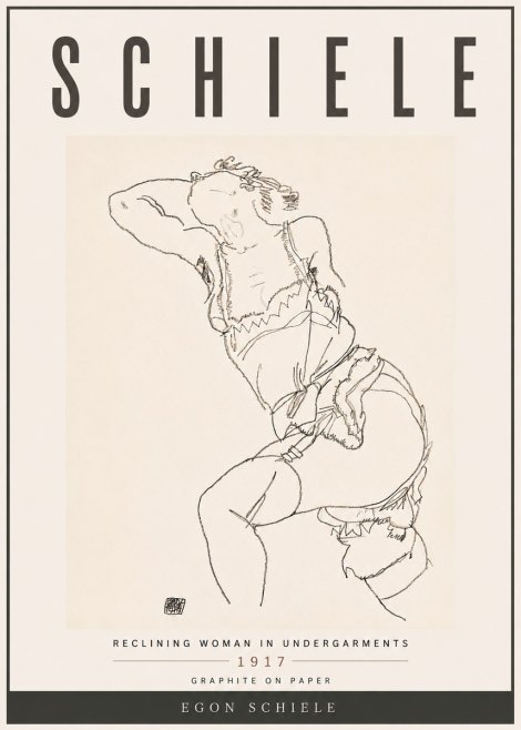 Schiele Reclining Woman in Undergarments No6 - Plakát
