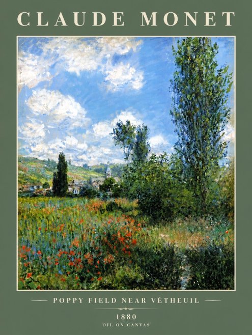 Monet Poppy Field Near Vétheuil No5 - Plakát