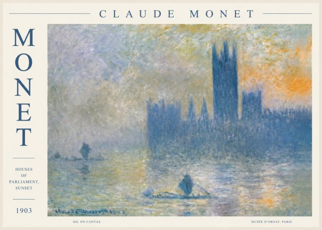 Monet Houses of Parliament, Sunset No2 - Plakát