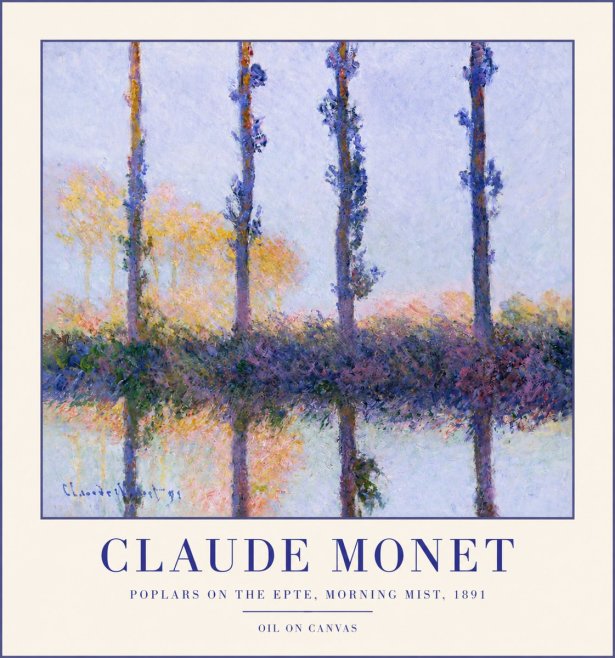 Monet Poplars on the Epte, Morning Mist, 1891 No3 - Plakát