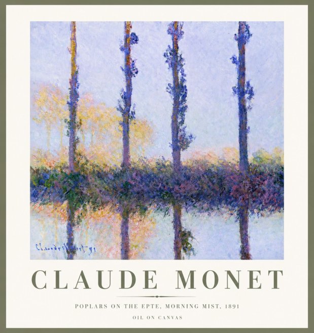 Monet Poplars on the Epte, Morning Mist, 1891 No4 - Plakát