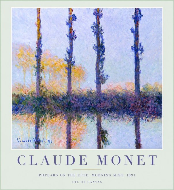 Monet Poplars on the Epte, Morning Mist, 1891 No5 - Plakát