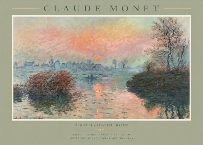 Monet Sunset at Lavacourt, Winter No6 - Plakát