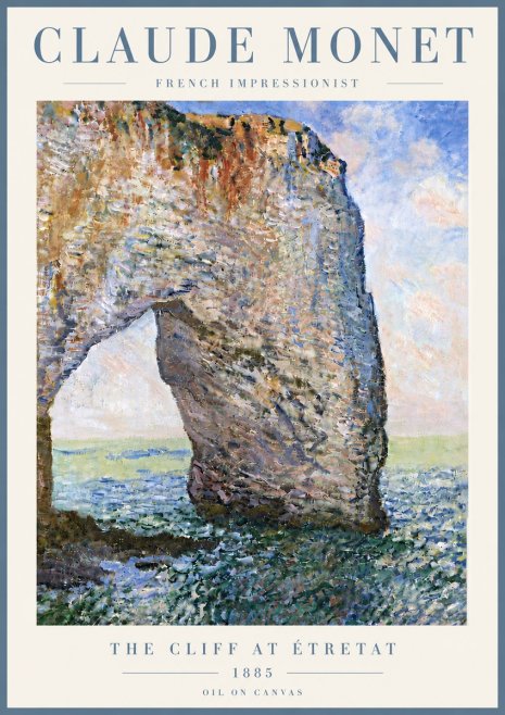Monet The Cliff at Étretat No6 - Plakát