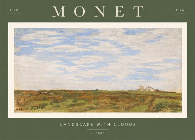 Monet Landscape with Clouds No2 - Plakát