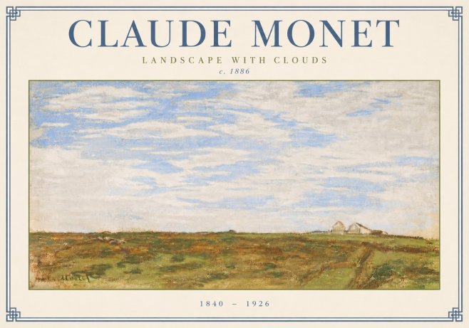 Monet Landscape with Clouds No3 - Plakát