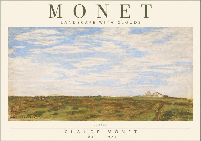 Monet Landscape with Clouds No4 - Plakát