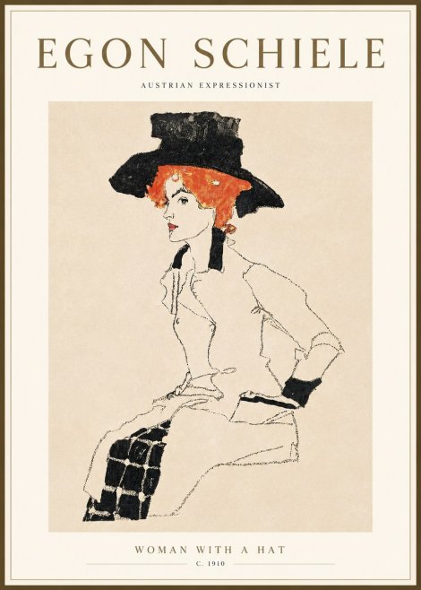 Schiele Woman with a Hat No3 - Plakát