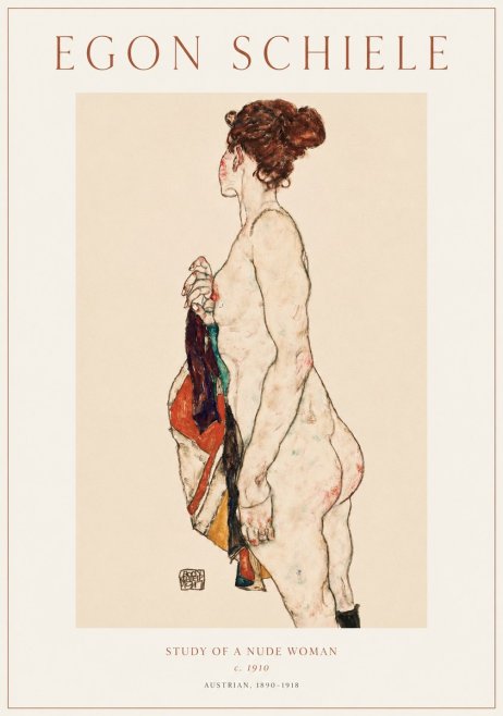 Schiele Study of a Nude Woman No1 - Plakát