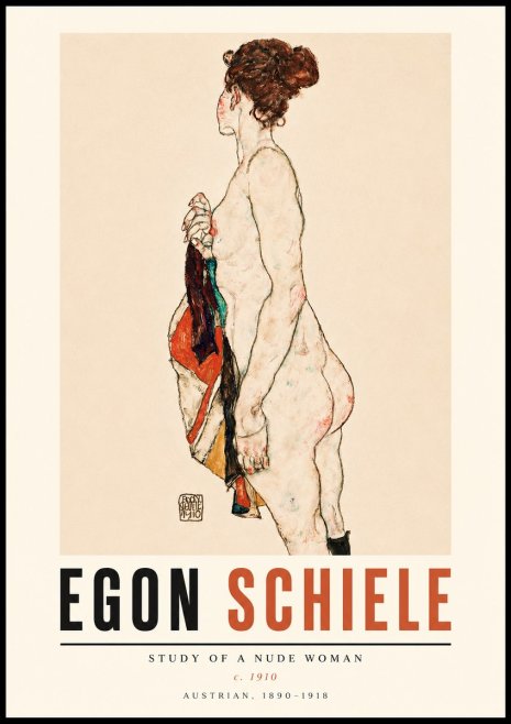 Schiele Study of a Nude Woman No3 - Plakát