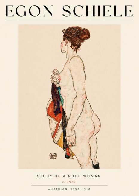 Schiele Study of a Nude Woman No4 - Plakát