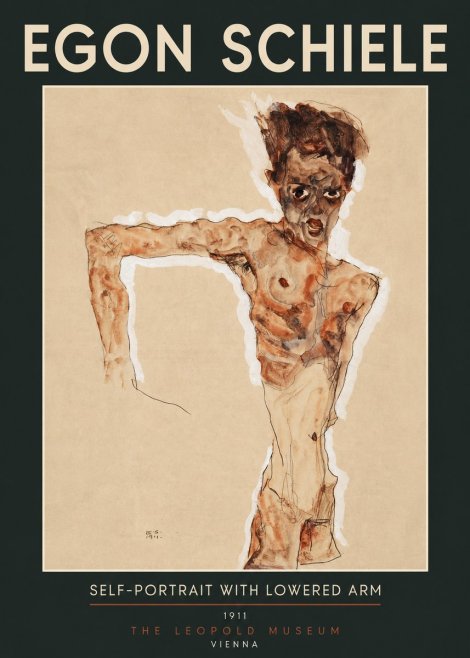 Schiele Self-portrait with Lowered Arm No2 - Plakát