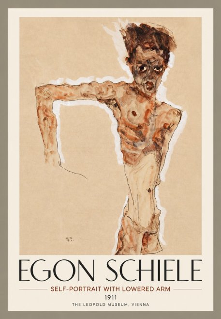 Schiele Self-portrait with Lowered Arm No4 - Plakát
