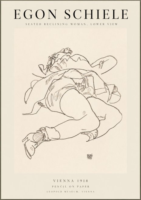 Schiele Seated Reclining Woman, Lower View No1 - Plakát