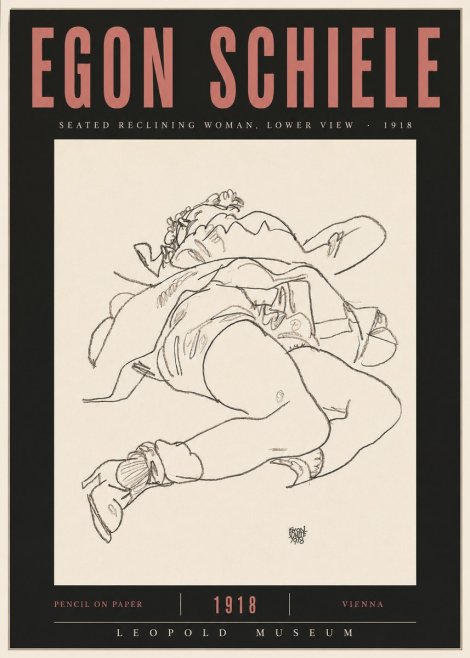 Schiele Seated Reclining Woman, Lower View No5 - Plakát