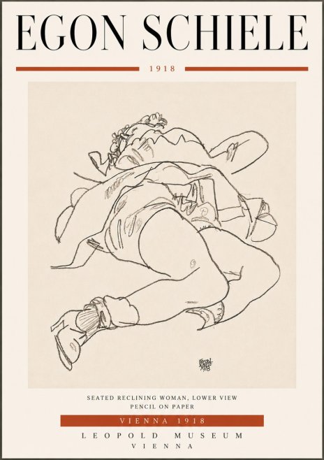 Schiele Seated Reclining Woman, Lower View No6 - Plakát