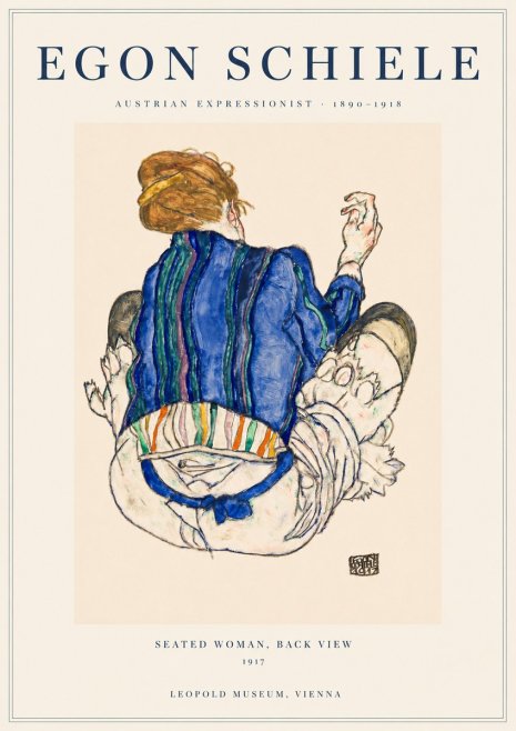 Schiele Seated Woman, Back View No1 - Plakát