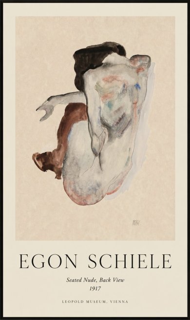 Schiele Seated Nude, Back View No1 - Plakát
