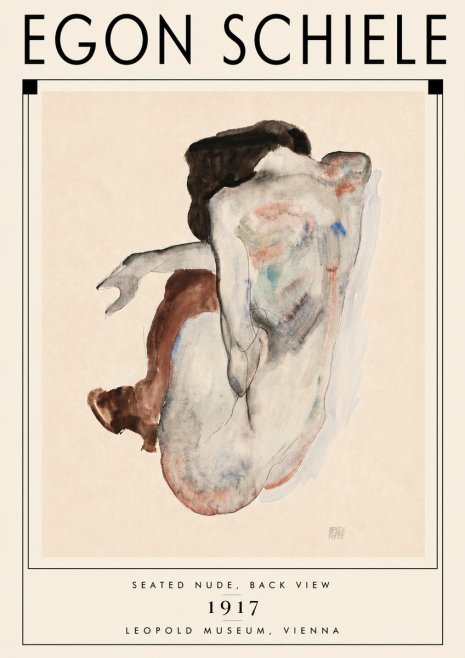 Schiele Seated Nude, Back View No6 - Plakát