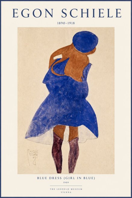 Schiele Blue Dress (Girl in Blue) No1 - Plakát