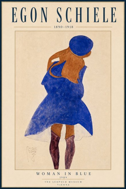 Schiele Blue Dress (Girl in Blue) No4 - Plakát