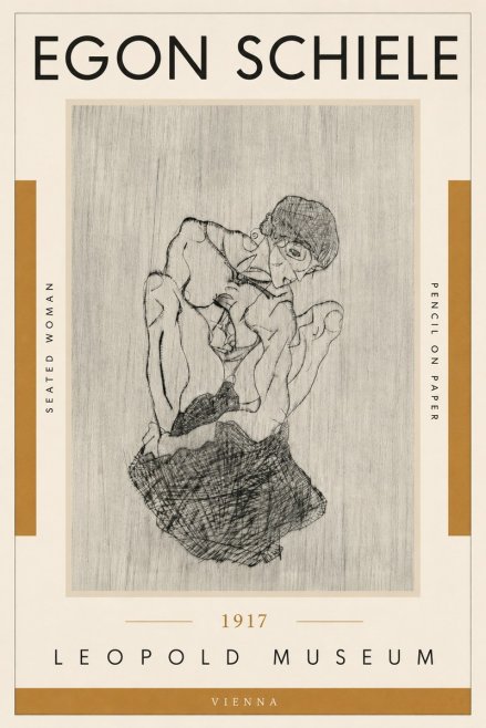 Schiele Seated Woman No5 - Plakát