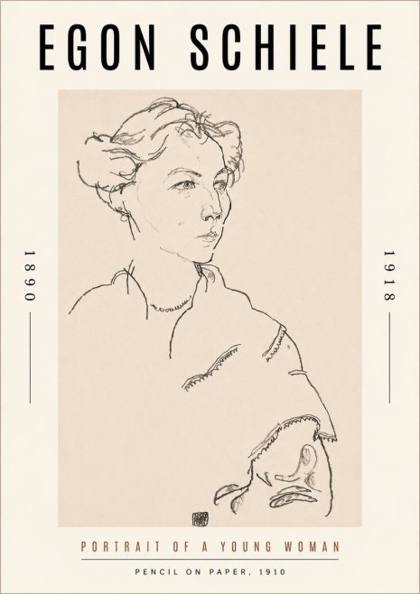 Schiele Portrait of a Young Woman No3 - Plakát