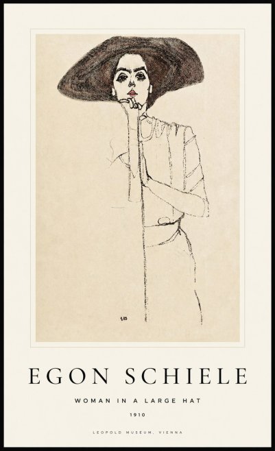Schiele Woman in a Large Hat No1 - Plakát