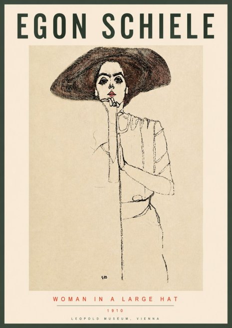 Schiele Woman in a Large Hat No3 - Plakát