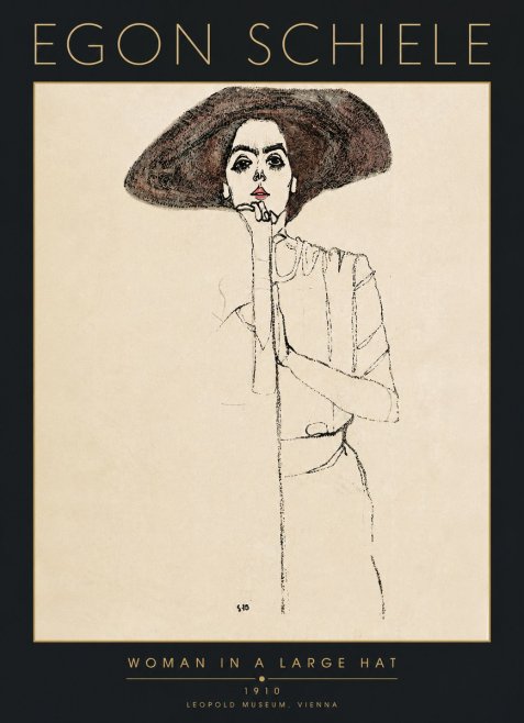 Schiele Woman in a Large Hat No5 - Plakát