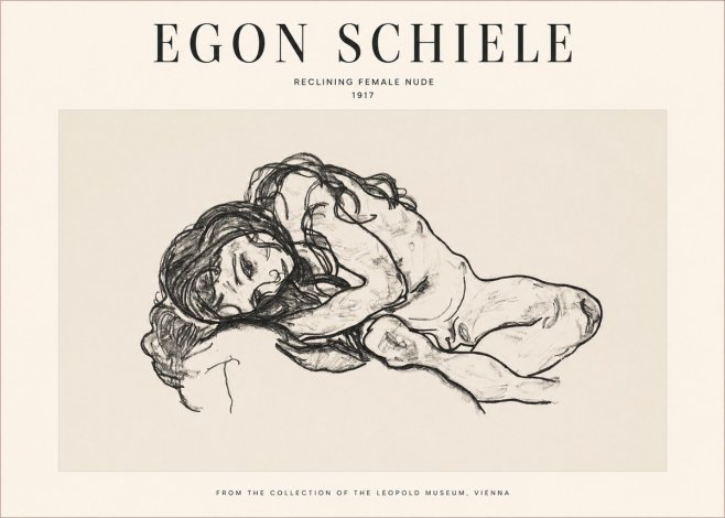 Schiele Reclining Female Nude No1 - Plakát