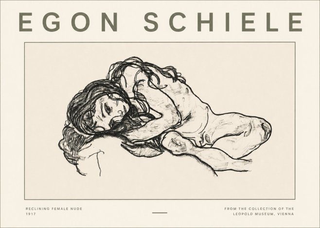 Schiele Reclining Female Nude No4 - Plakát